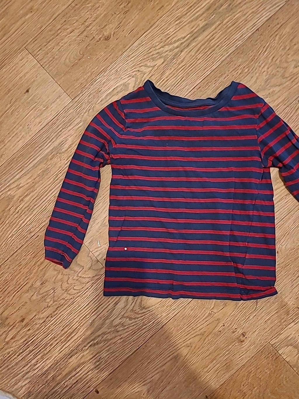 Boys H&M Age 4-6 Years Navy/Red Striped Tshirt
