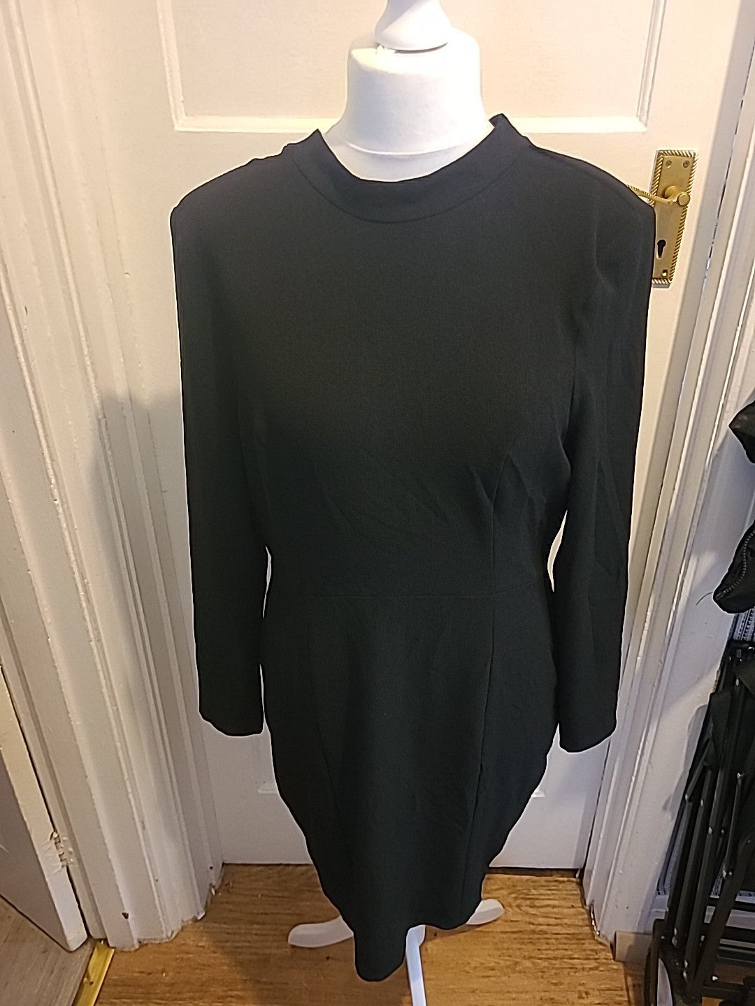 Ladies Asos 14 Black Padded Long Sleeve Dress