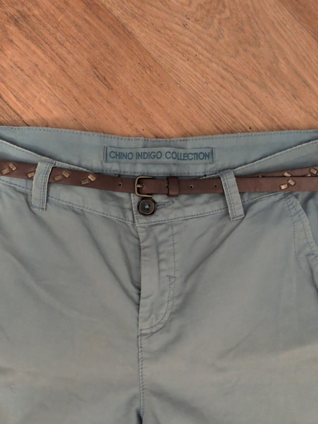 Marks And Spencer 10 Long Duck Egg Chino Indigo Collection