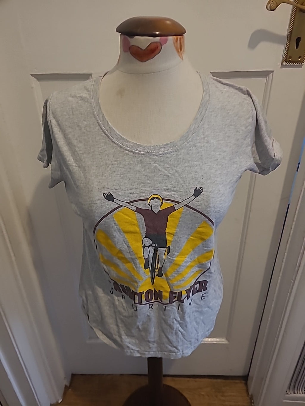 Ladies Fruit Of The Loom Size Medium Grey Short Sleeved Tshirt Print Design