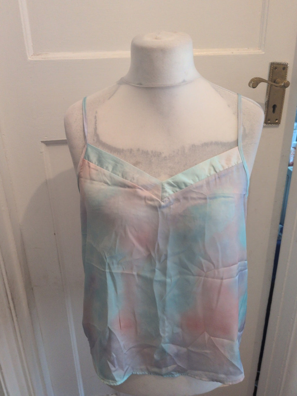 Ladies Strappy Top Primark Size 12-14 Pale Pink /pale Blue