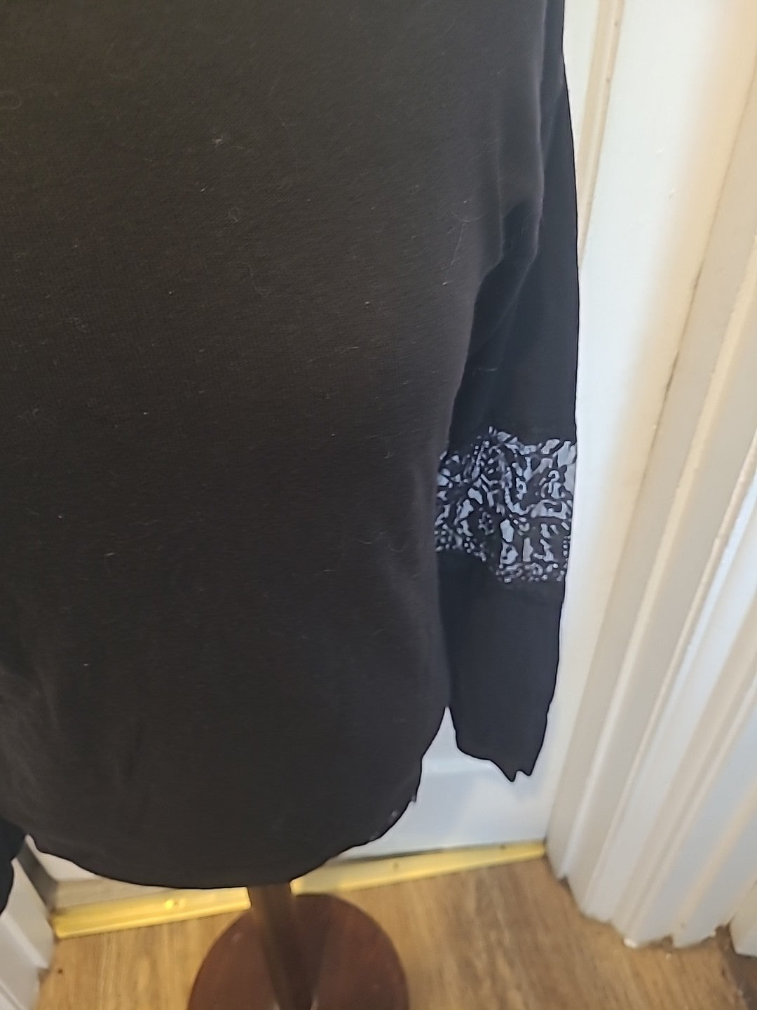 Ladies Next Size 6 Black Lace Sleeved Long Sleeved Tshirt