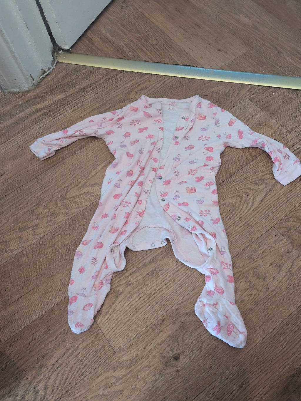 Pure Baby 9-12 Month Pink Flower Sleepsuit