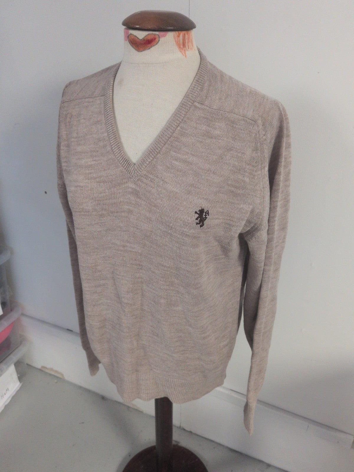 BHS 38" Chest Pale Brown V Neck Pullover Jumper