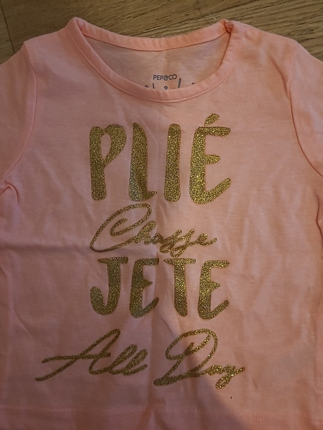Girls Pep&Co 9-12 Months Pink Gold Glitter Tshirt