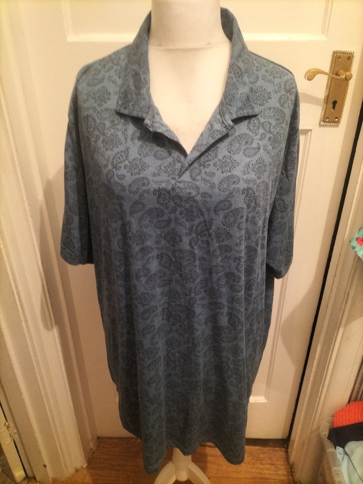 Bigdude 3XL Navy With Black Print Short Sleeve Polo