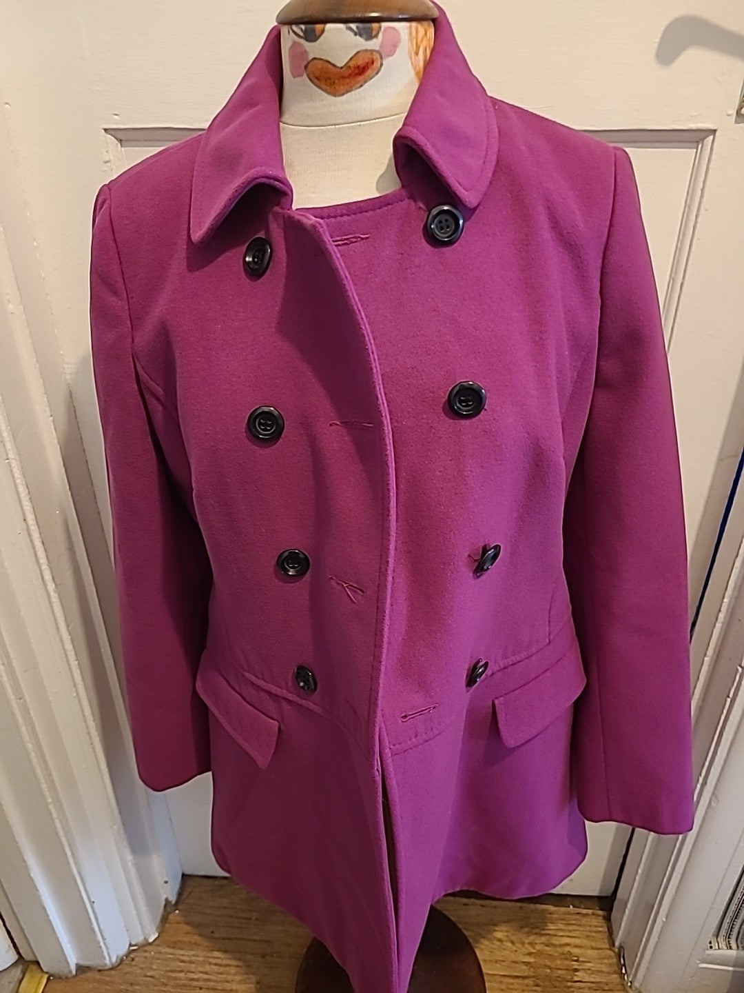 Ladies Dorothy Perkins Size 12 Purple With Black Lining Collared Jacket