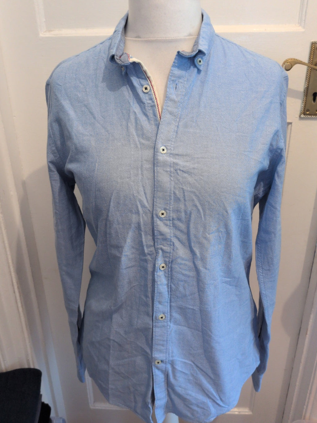 Zara Medium Slim Fit Blue Fancy Oxford Shirt
