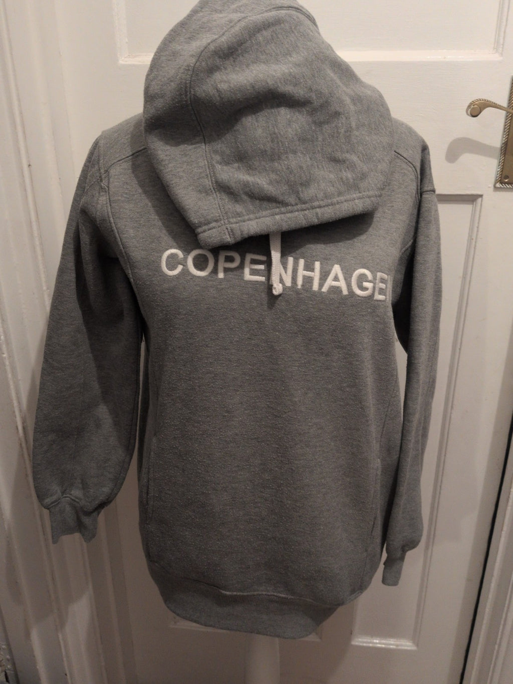 Ladies Primark Size 2XS Grey Copenhagen Print Pullover Hoodie