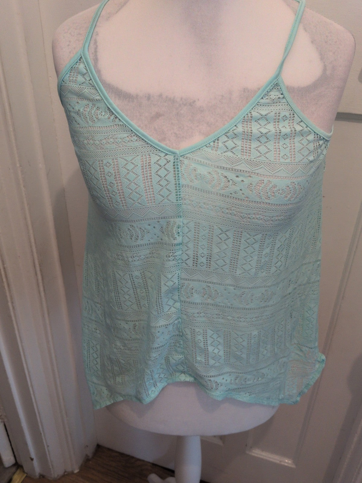 Primark 14 Aqua See Through Sleeveless Top