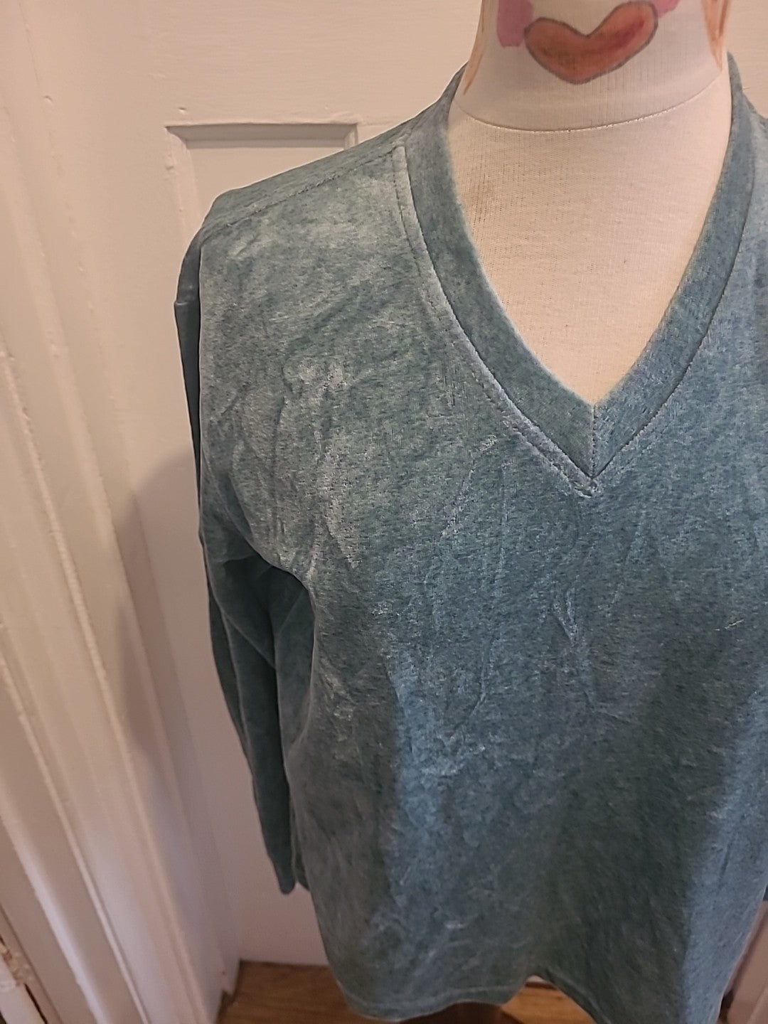 Ladies Casual Corner Size Large Turquoise V Neck Pullover Jumper