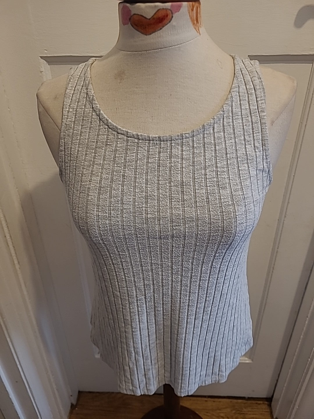 Ladies Dorothy Perkins Size 10 Grey Ribbed Sleeveless Vest Tank Tshirt