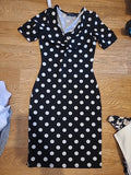 Ladies Dorothy Perkins Size 6 Polkadot V Neck Short Sleeved Dress