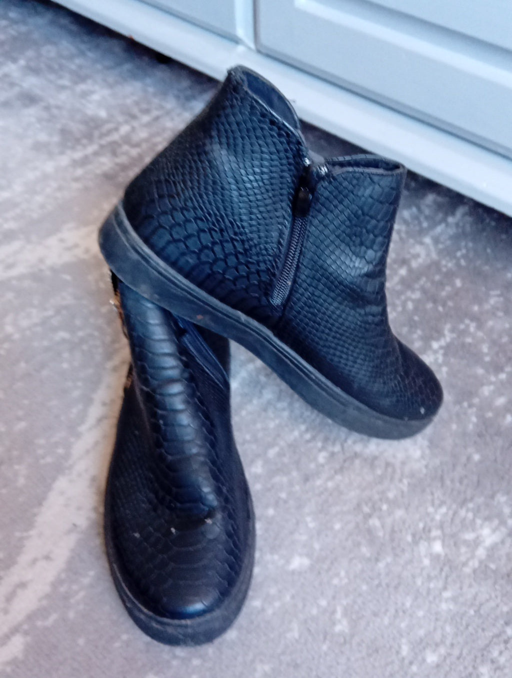 Ladies Black Ankle Boots Flat Zip Fastening Size 39 Mayline Free Delivery