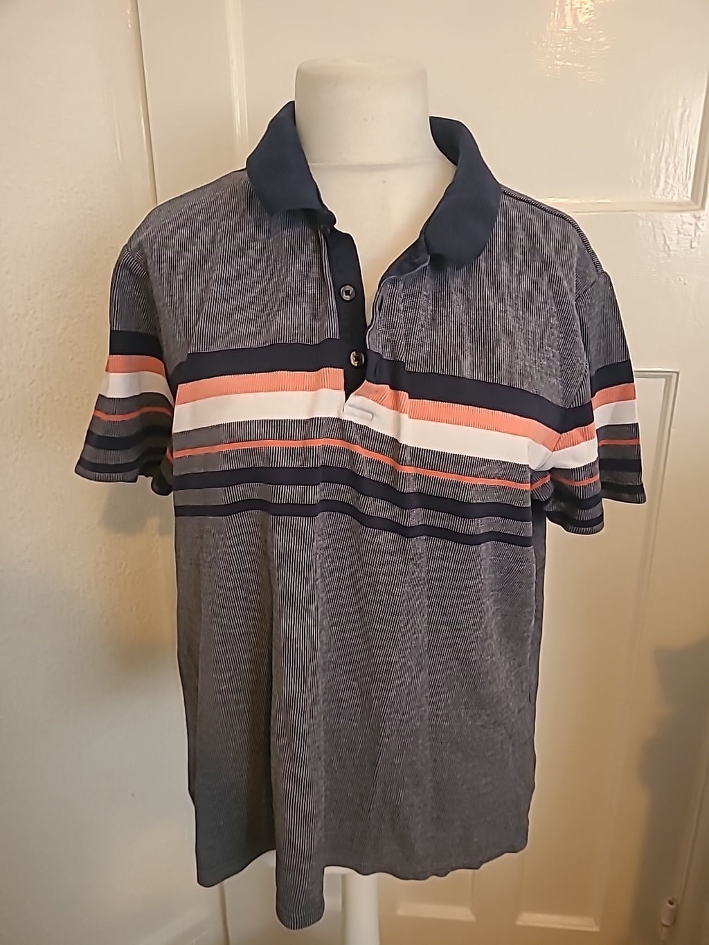 Mens Limited Edition Size XL Grey Fleck With Orange Short Sleeved Polo