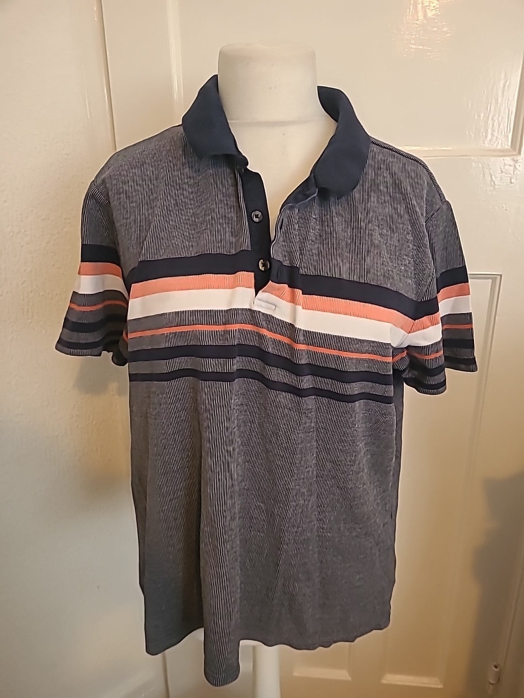 Mens Limited Edition Size XL Grey Fleck With Orange Short Sleeved Polo