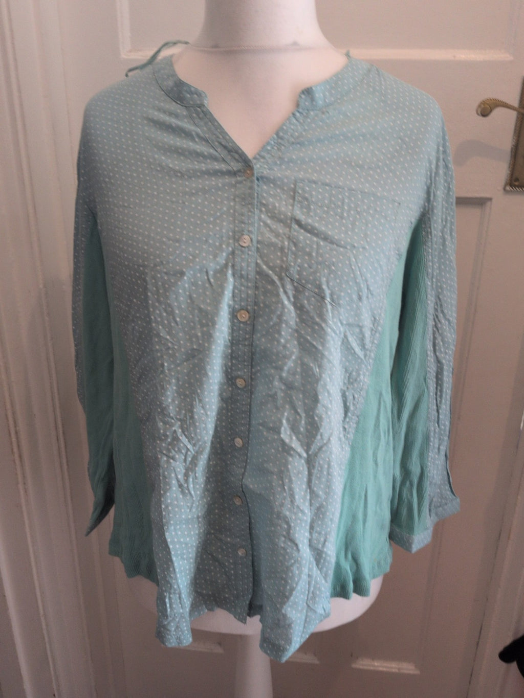 Anna Rose 20 Turquoise Spotty Long Sleeve Blouse