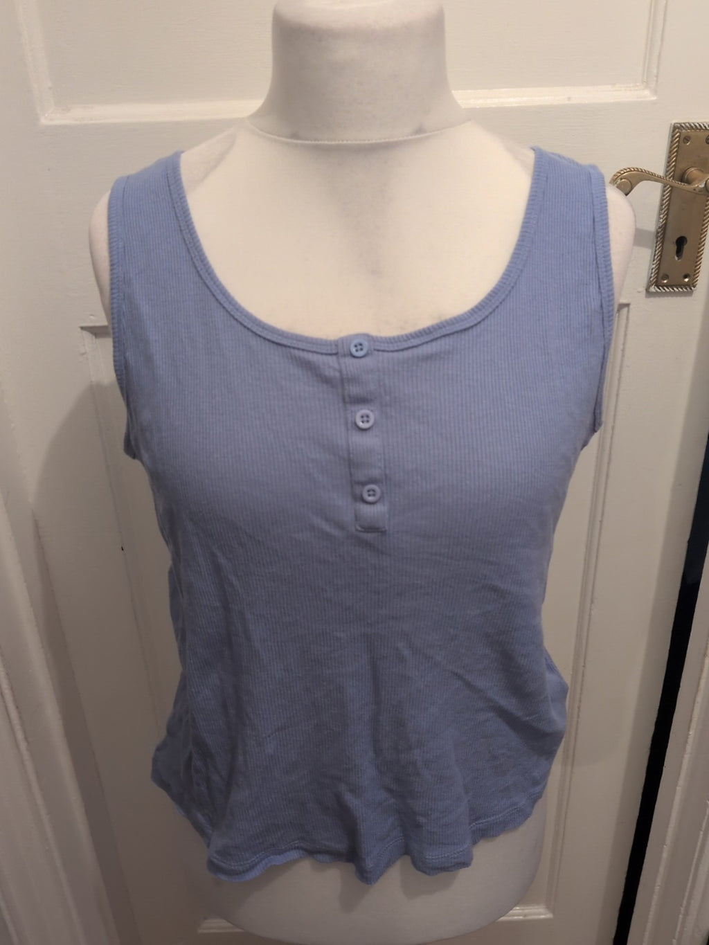 Ladies Woman Size Large Blue Ribbed Sleeveless Cami Top