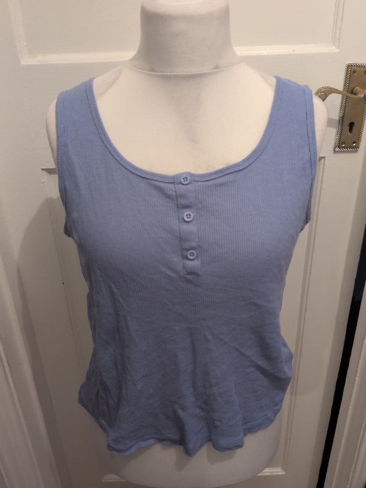 Ladies Woman Size Large Blue Ribbed Sleeveless Cami Top