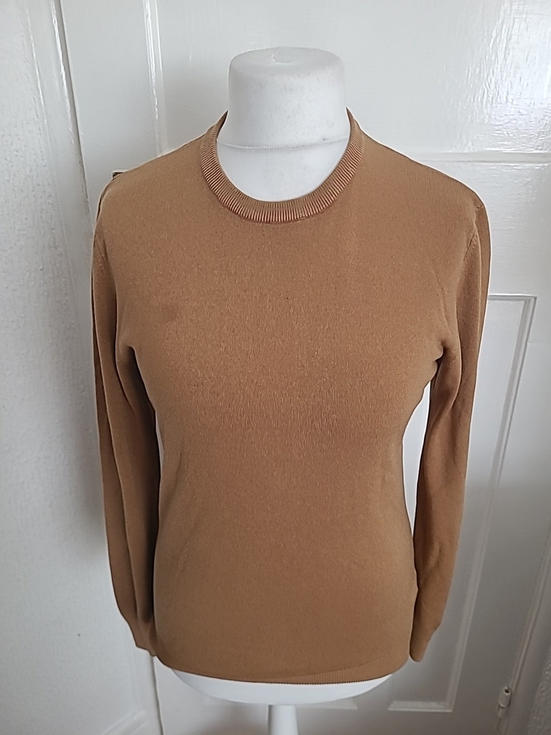 Mens Primark Size Medium Brown Round Neck Long Sleeve Jumper