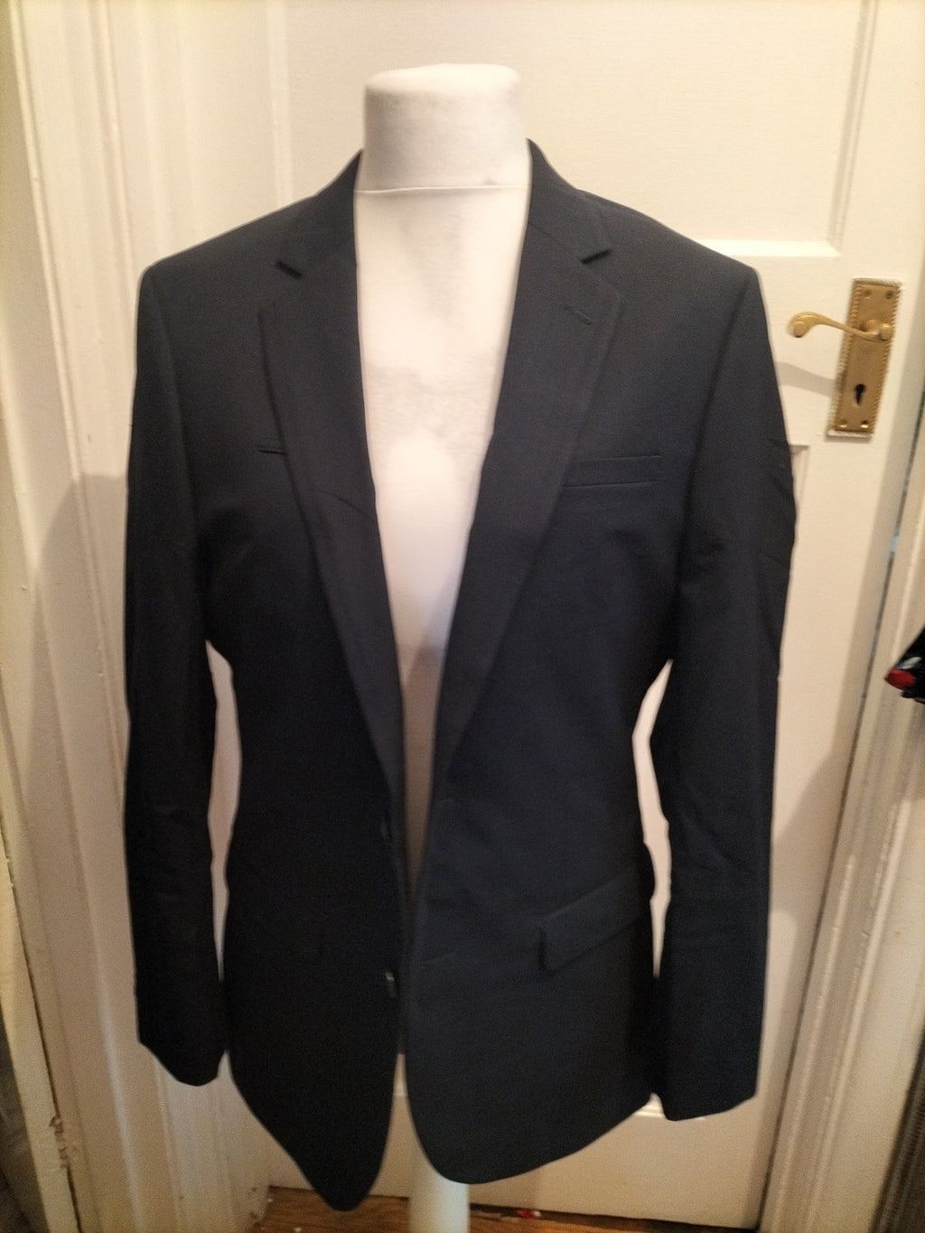 Mens Size 40R Navy Lined Padded Suit Jacket
