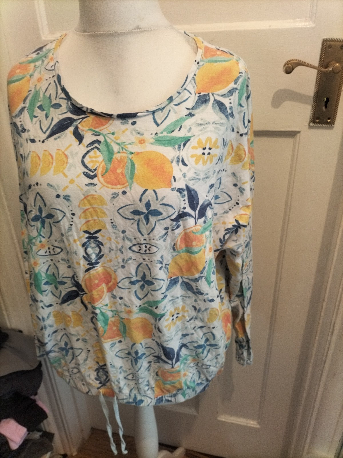 Ladies George Size 20-22 Multi Coloured Long Sleeved Pyjama Top