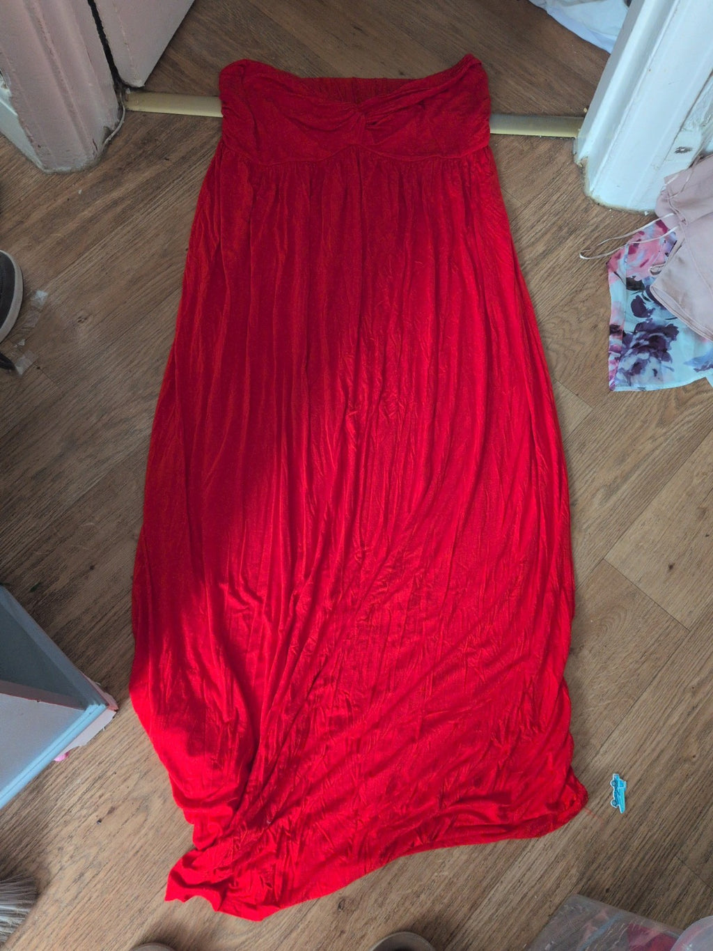 Next 22 Sunset Orange Sleeveless Strapless Dress Long Length