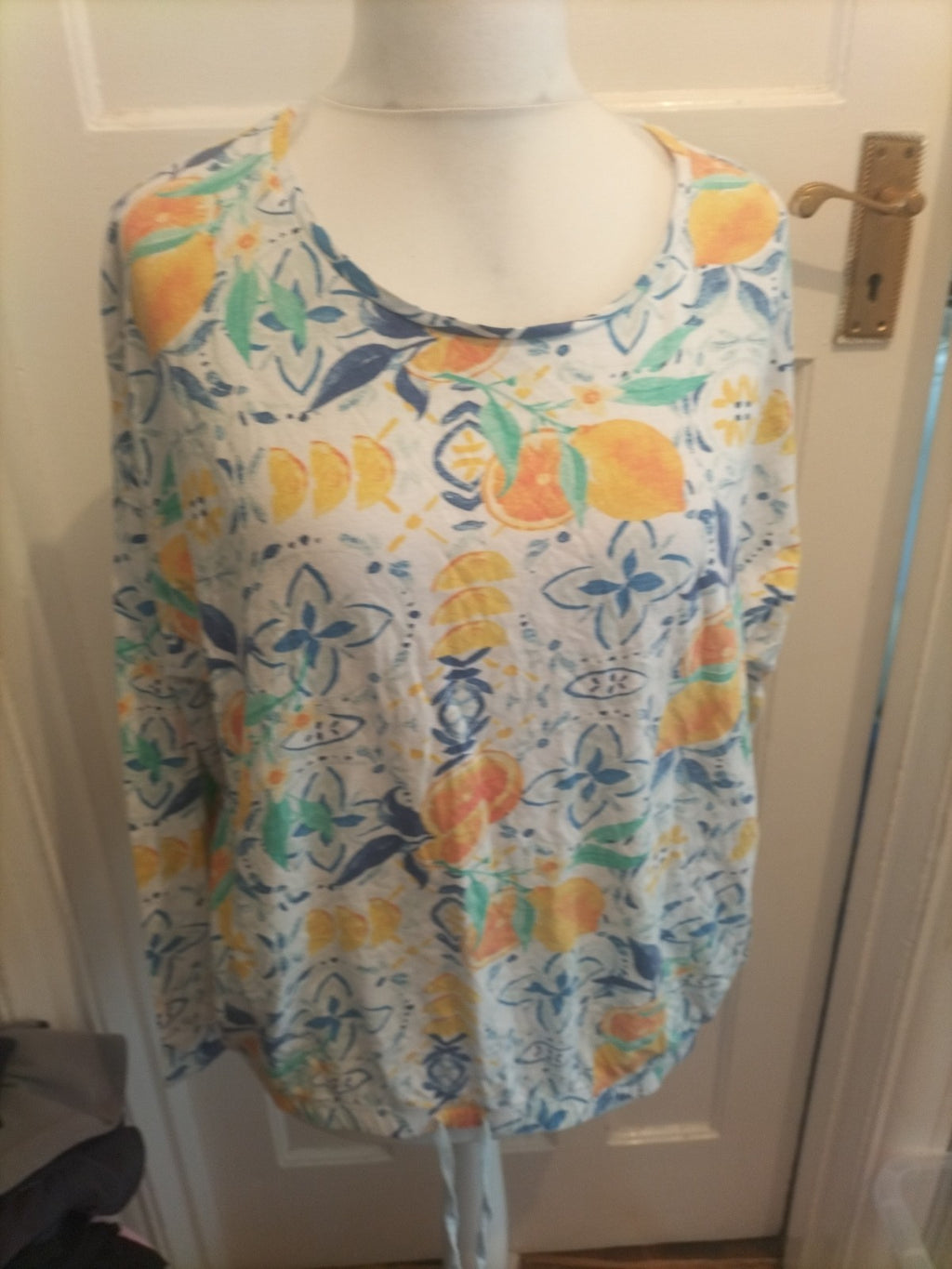 Ladies George Size 20-22 Multi Coloured Long Sleeved Pyjama Top
