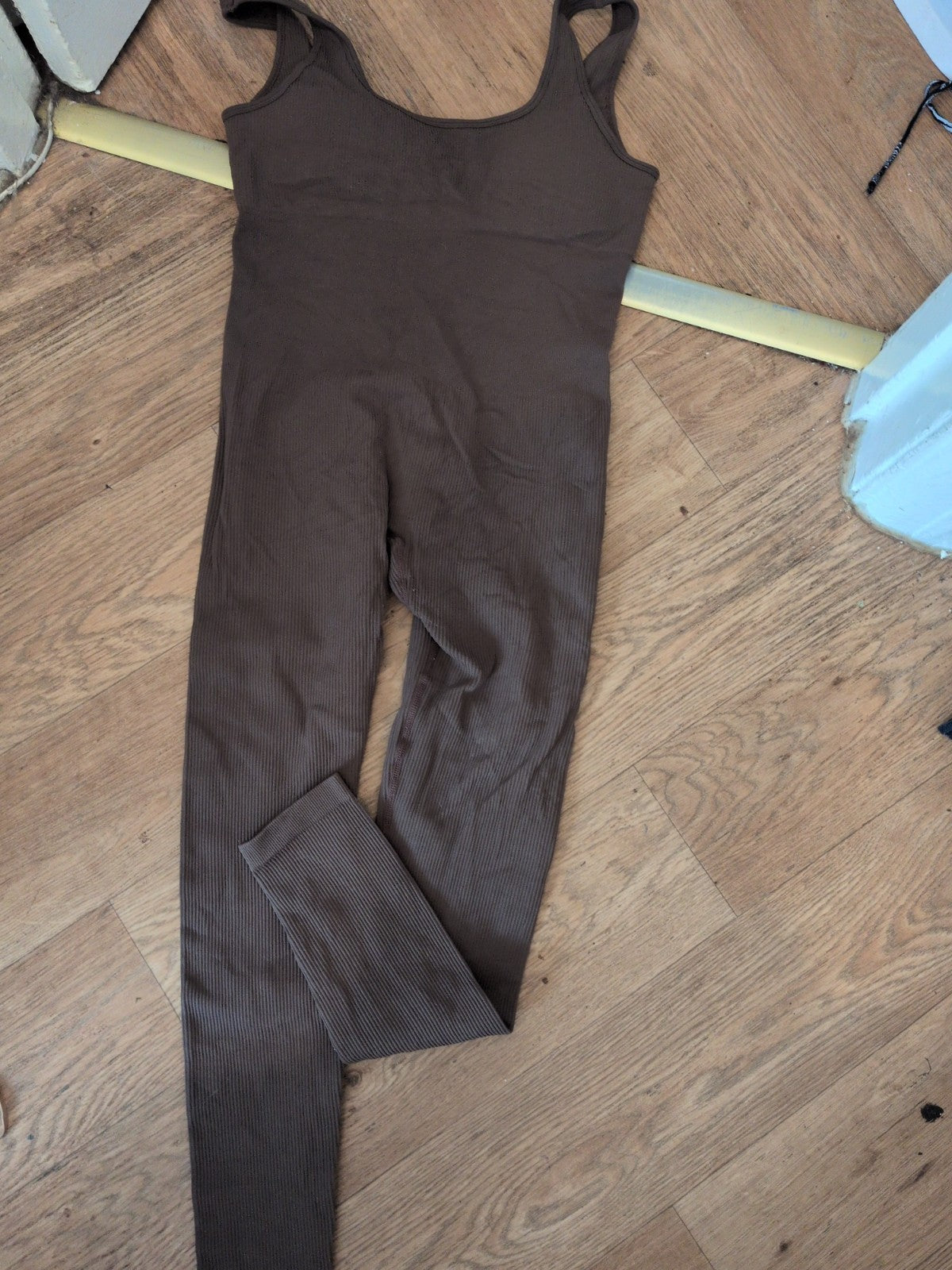 Curlady 2XL Brown Jumpsuit Ribbed Sleeveless