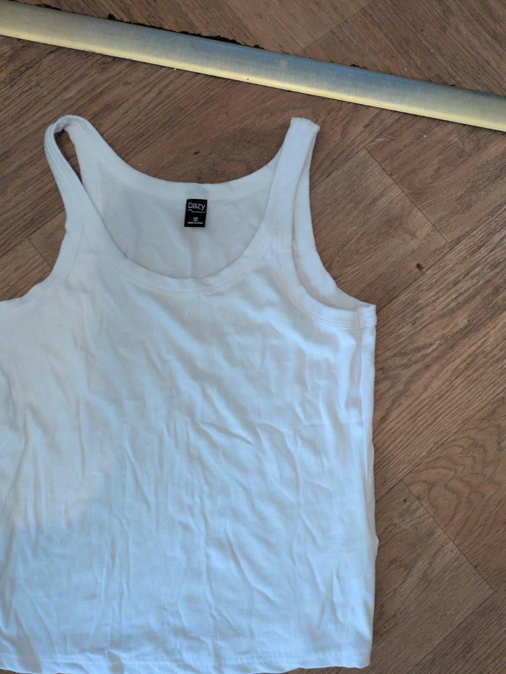 Dazy 2XL White Rib Sleeveless Vest Tank Top