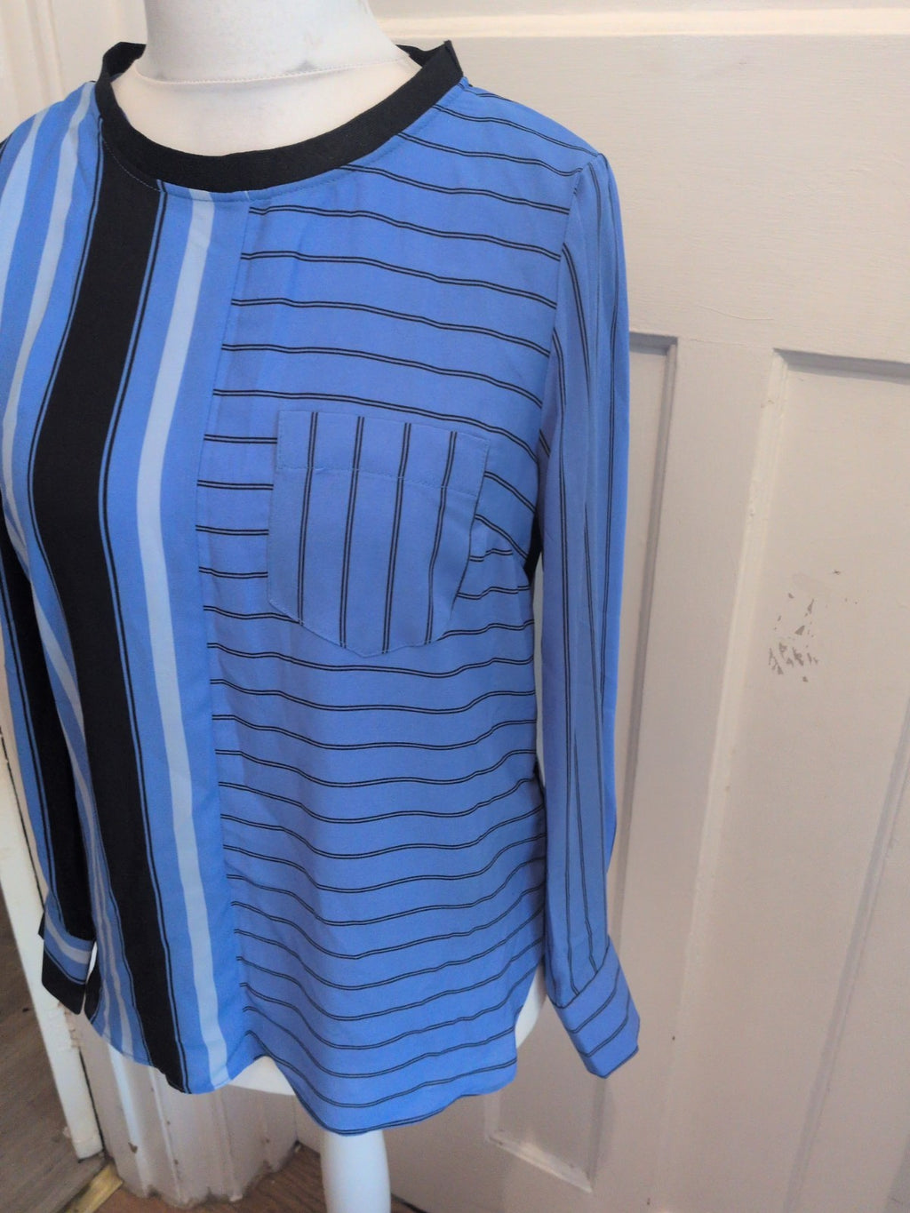 Principles 12 Blue And Black Long Sleeve Blouse