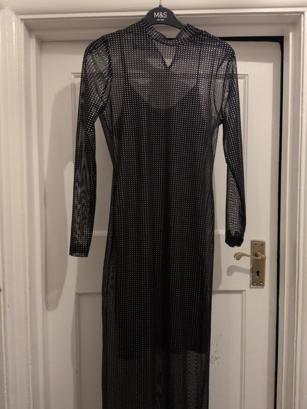 F&F 6 Black And Silver Short Sleeve Long Length Dress
