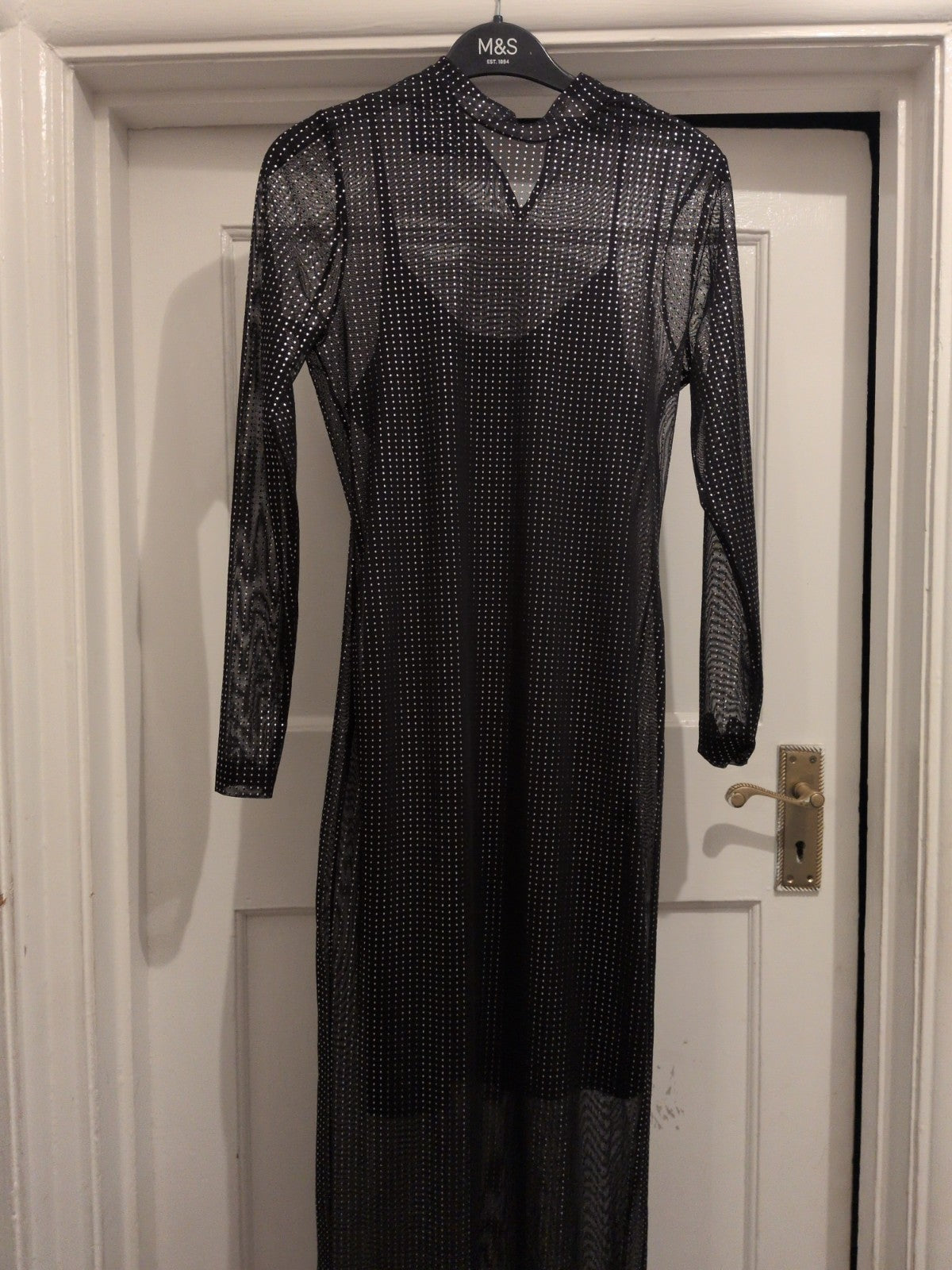 F&F 6 Black And Silver Short Sleeve Long Length Dress