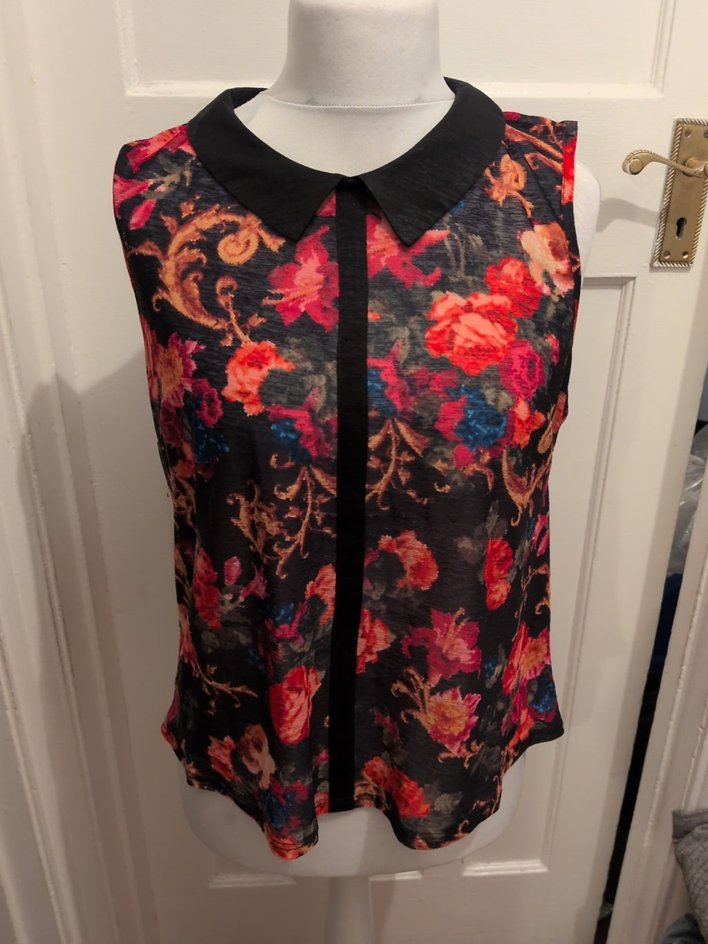 Primark 16 Multicoloured Collared Sleeveless Blouse