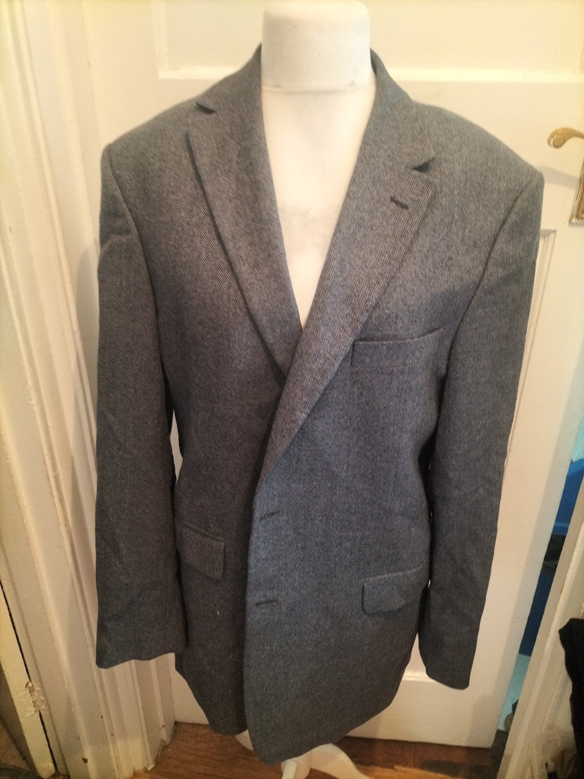 Marks And Spencer Tailoring 44long Blue Grey Suit Jacket