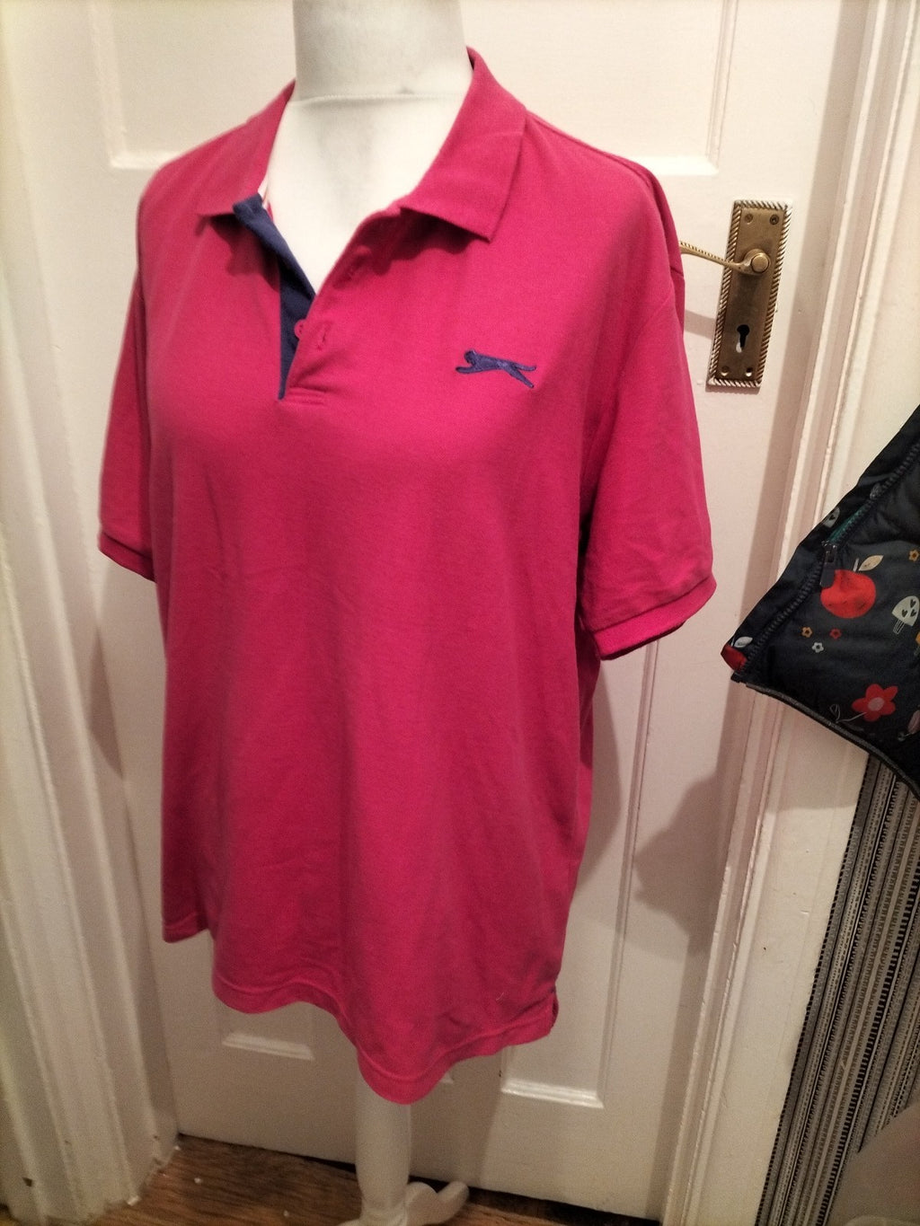 Mens Slazenger Size XL Pink Short Sleeved Collared Polo