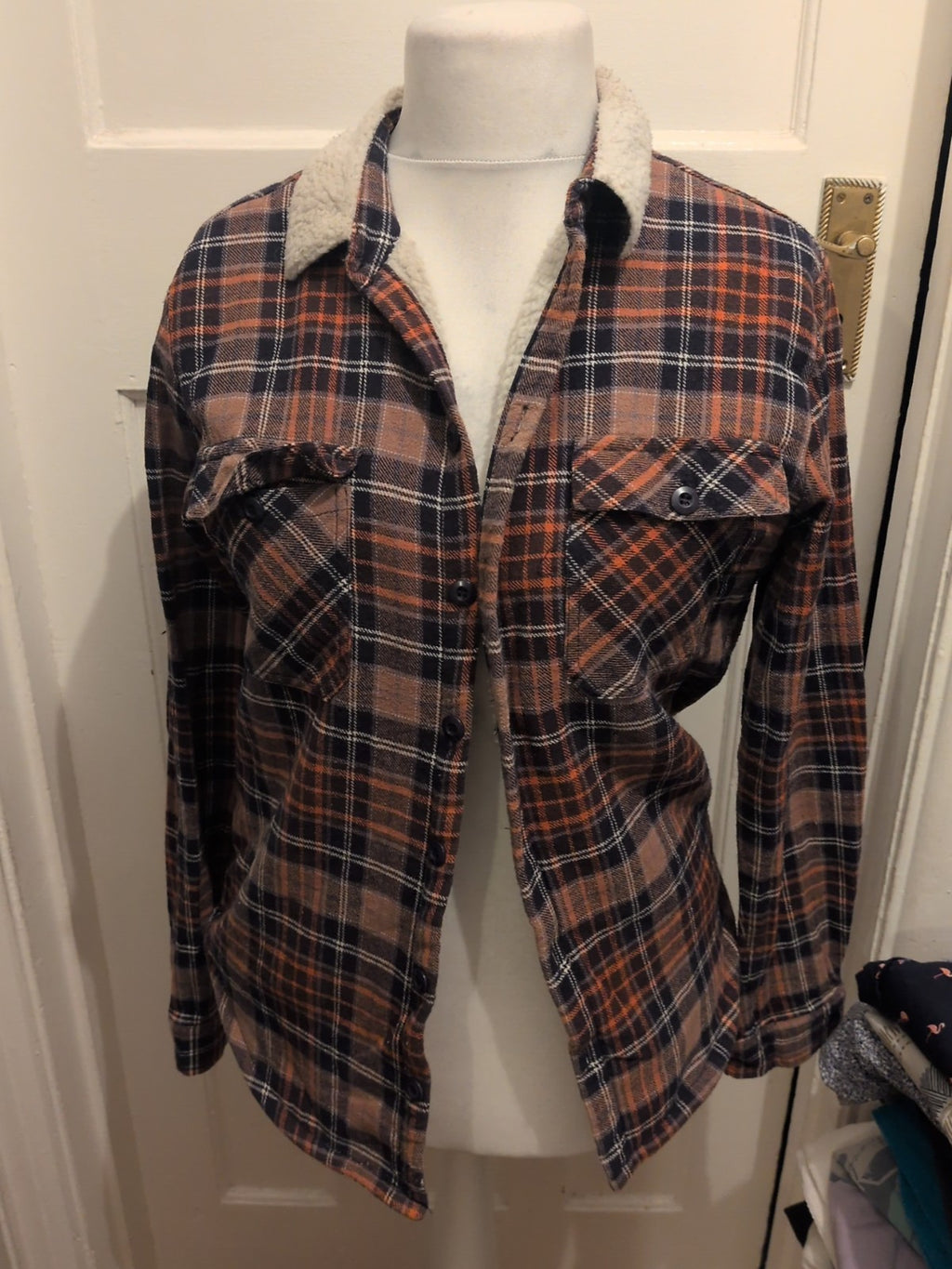 Another Influence Medium Check Fleece Lined Shirt