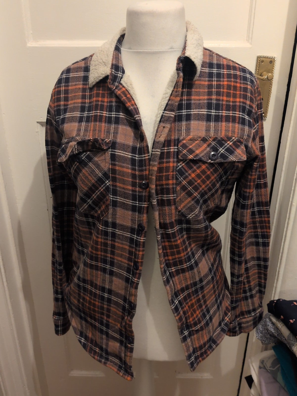 Another Influence Medium Check Fleece Lined Shirt