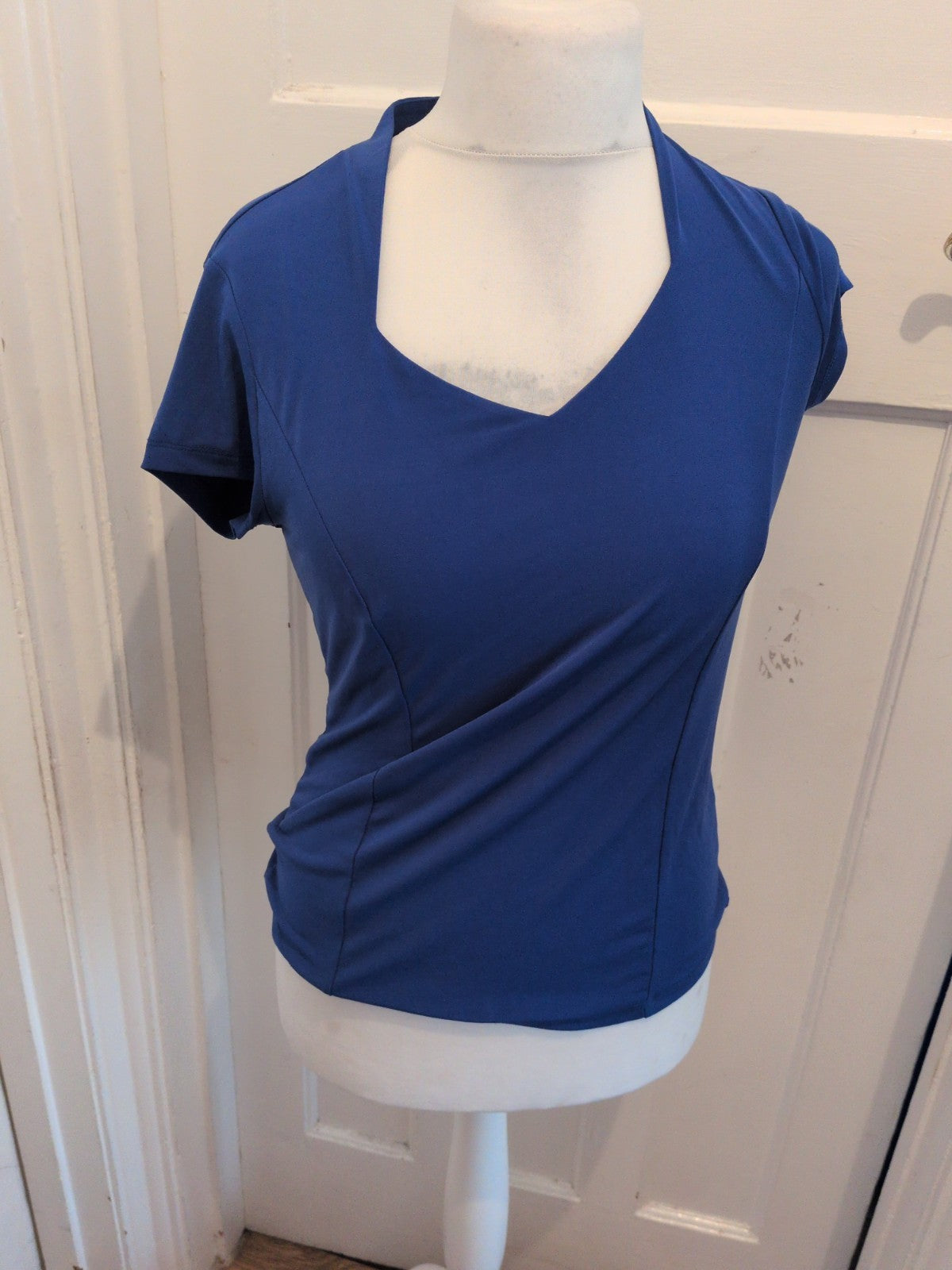 Carmen Marc Valvo medium Blue Short Sleeve T-shirt Blouse