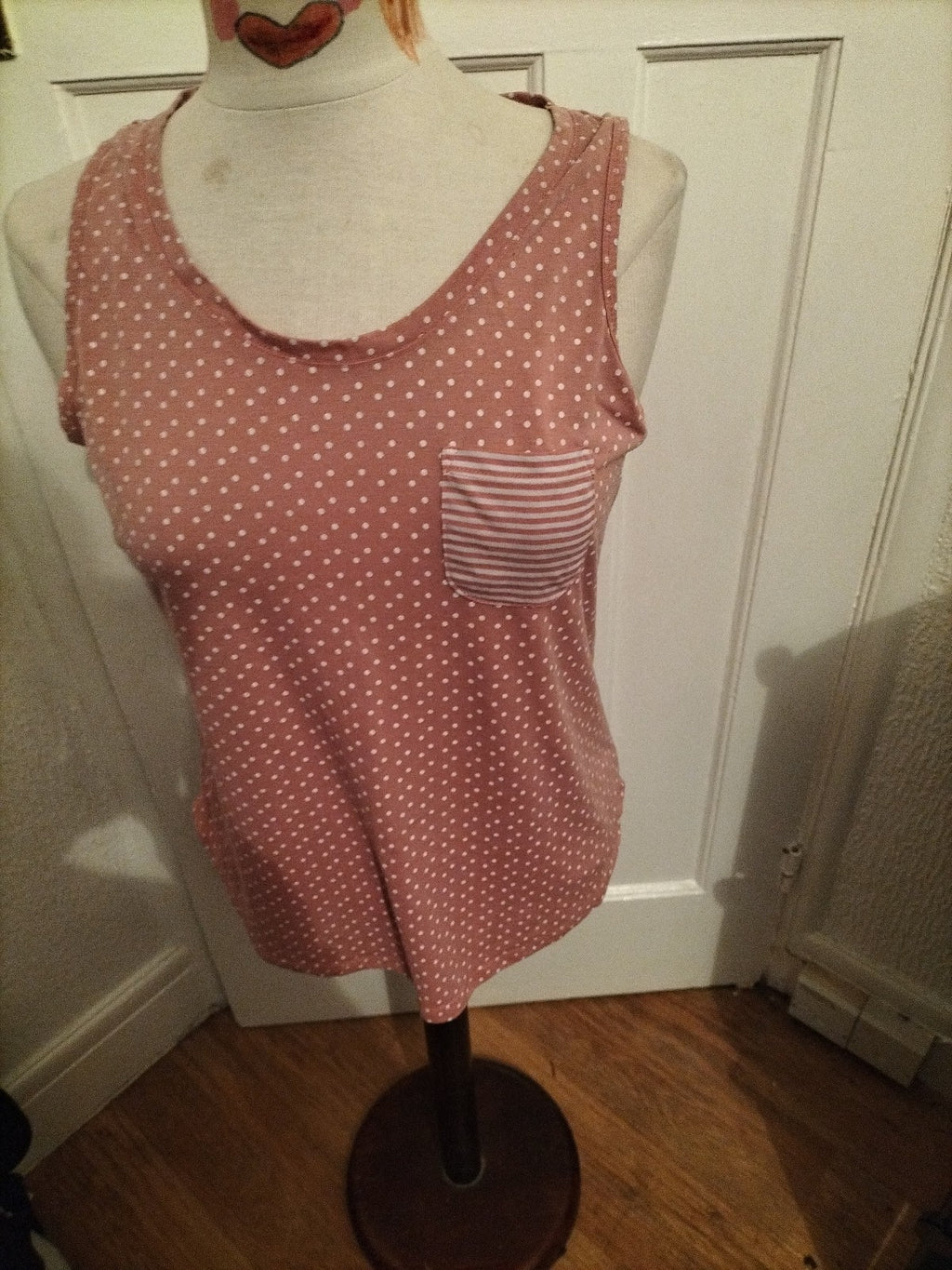 Ladies Matalan Size Medium Pink Polkadot Pyjama Top