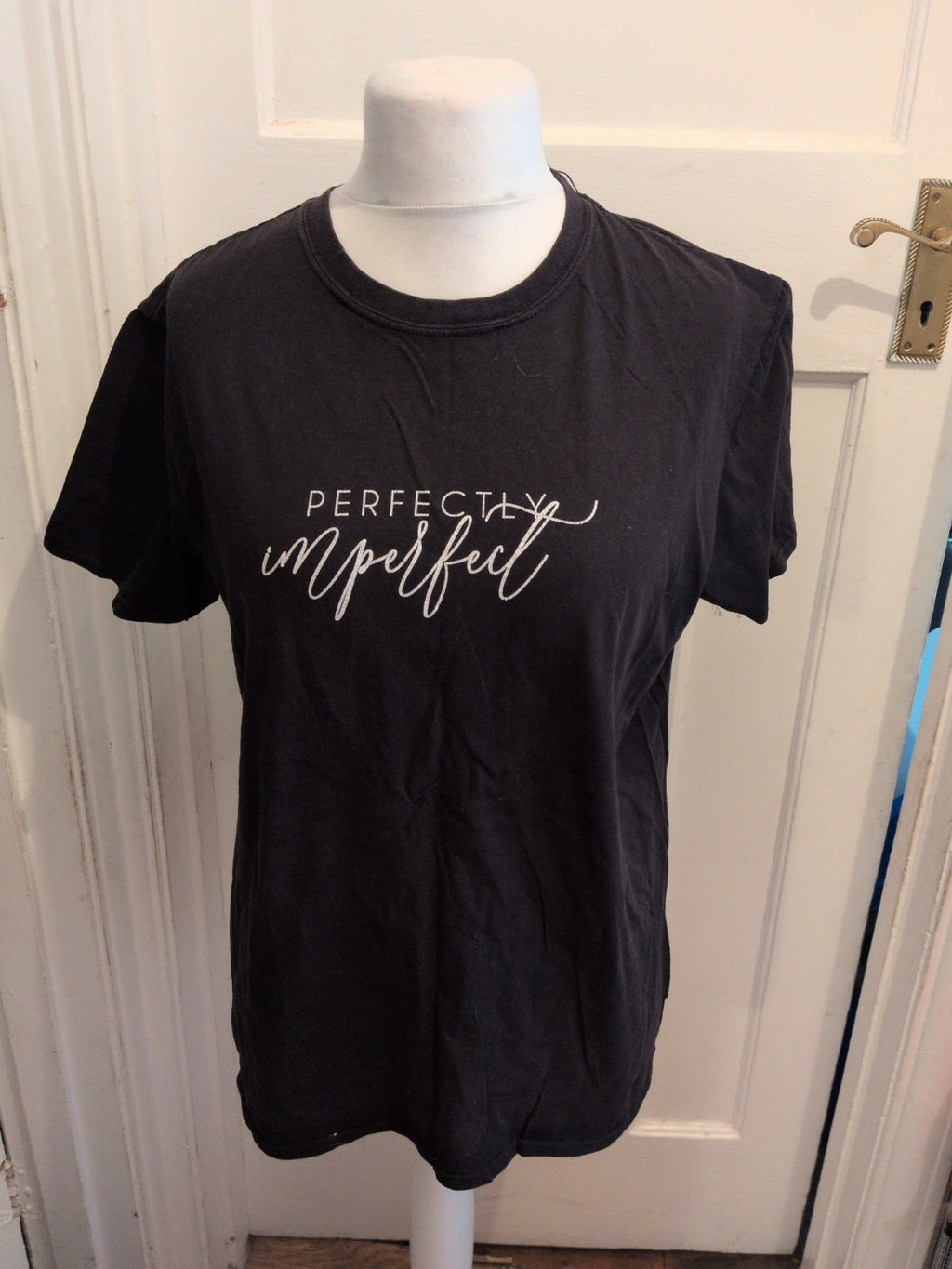 Ladies Boohoo Size 16 Black Short Sleeve Print T-shirt