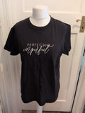 Ladies Boohoo Size 16 Black Short Sleeve Print T-shirt