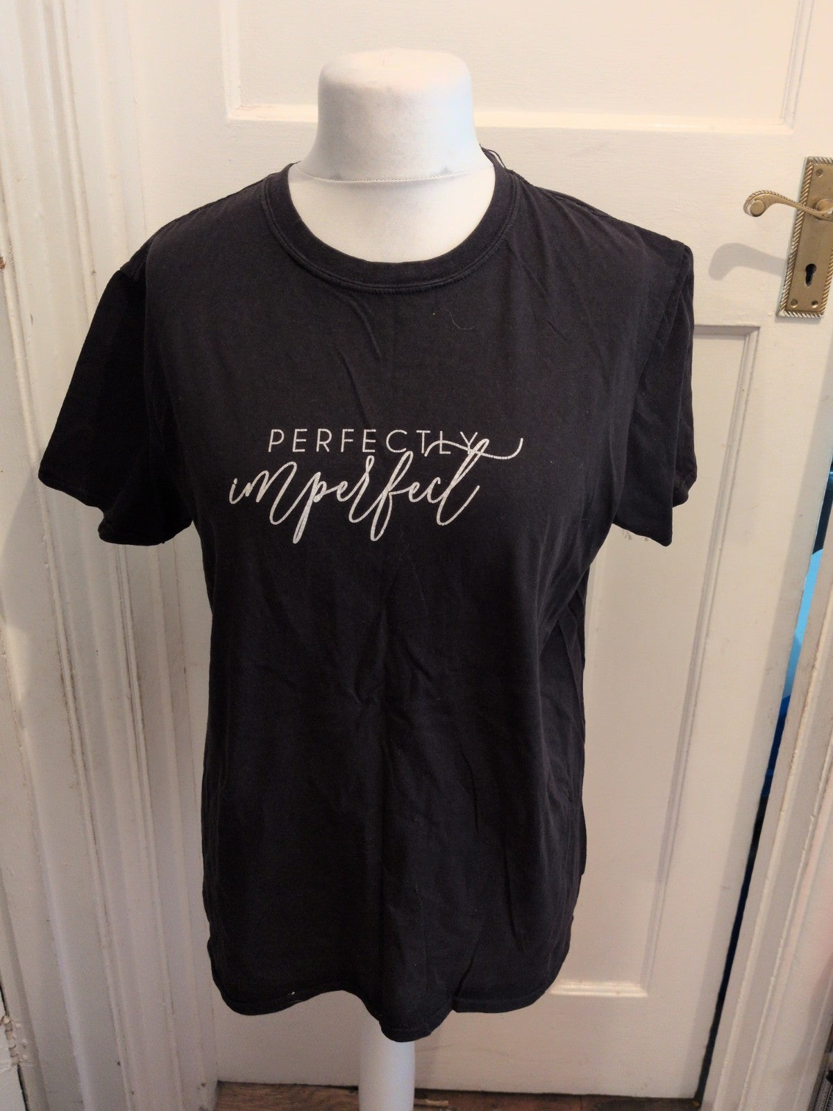 Ladies Boohoo Size 16 Black Short Sleeve Print T-shirt