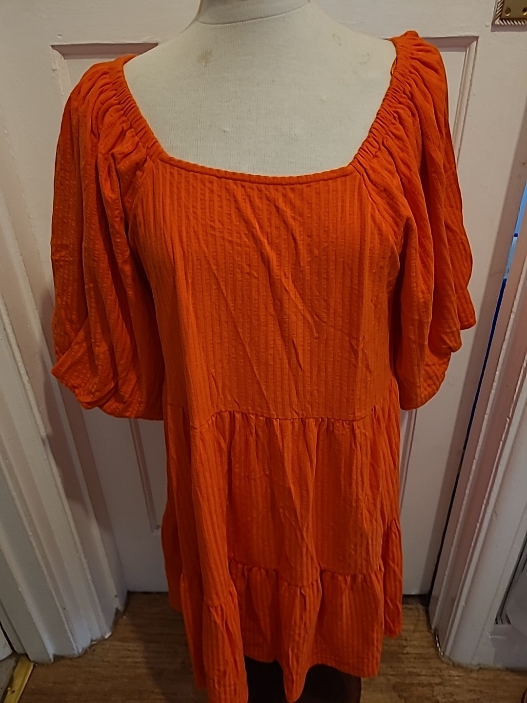 Ladies Next Size 14 Orange Big Sleeved Dress