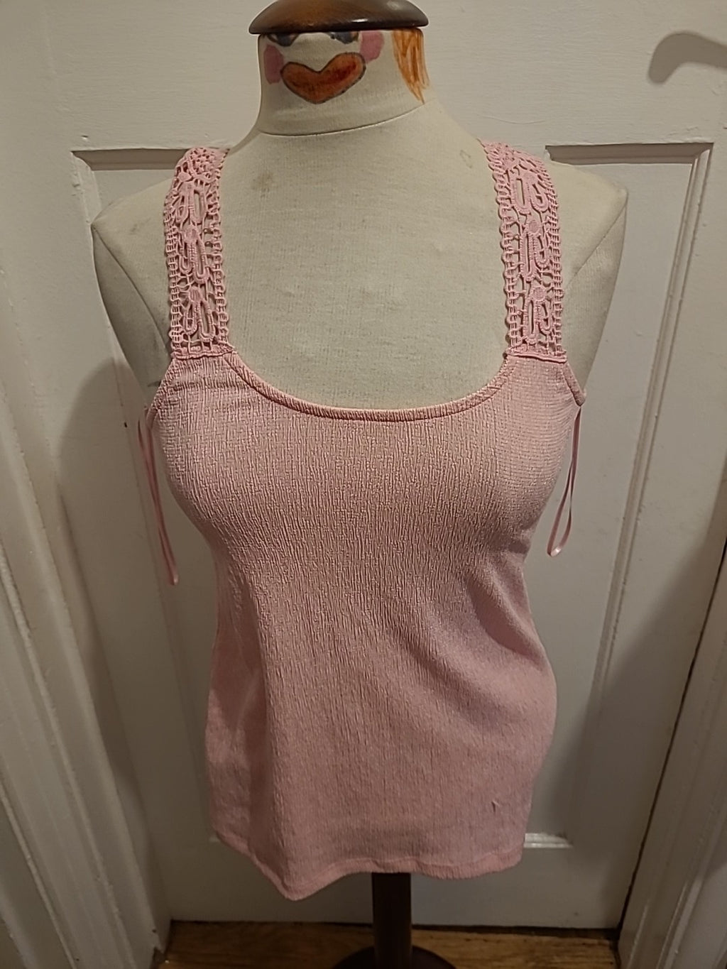 Brand New Ladies Select Size 8 Pink Lace Sleeveless Tshirt
