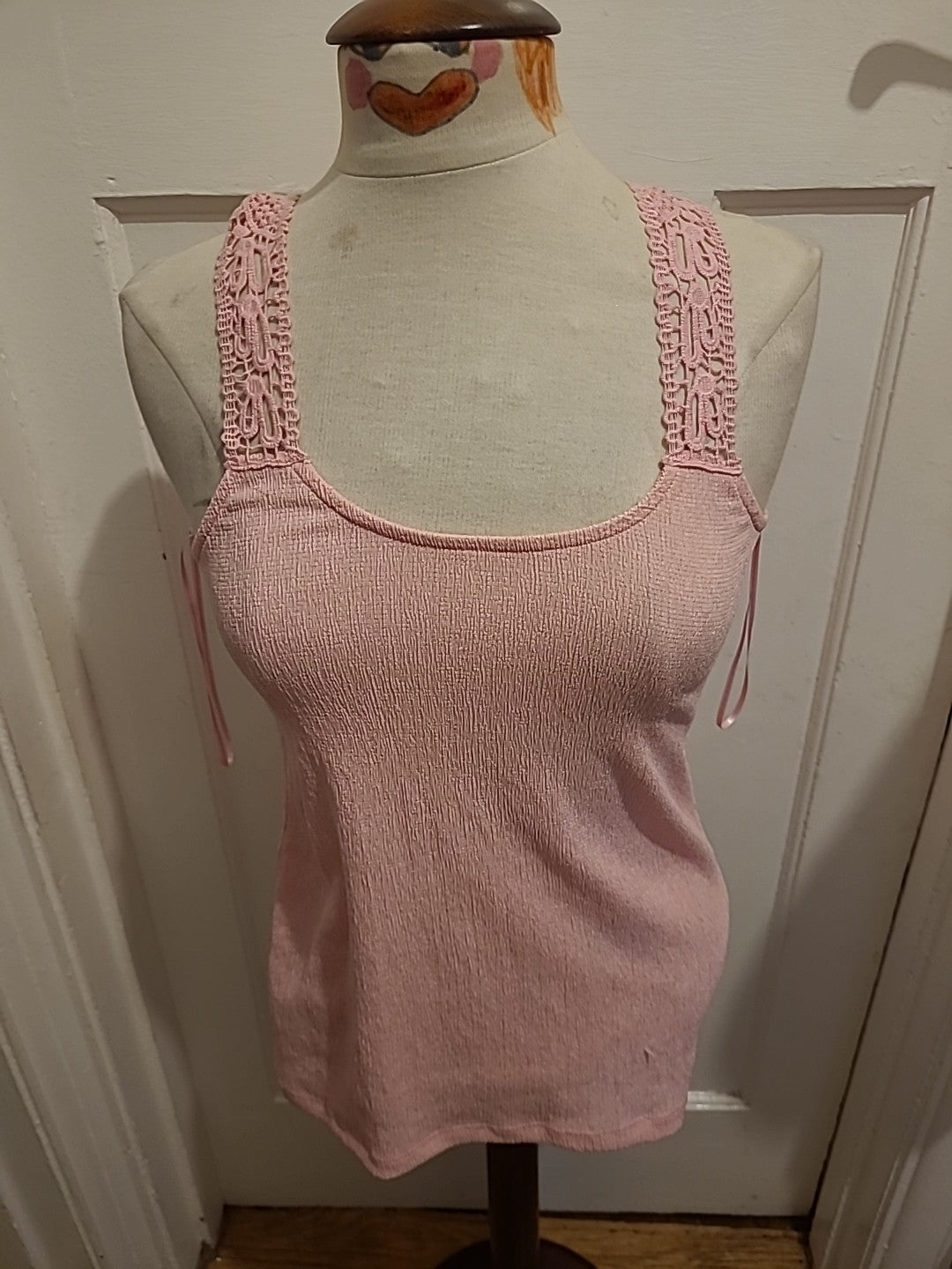 Brand New Ladies Select Size 8 Pink Lace Sleeveless Tshirt