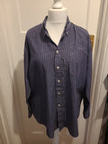 Mens Savatini Size Large Navy And White Check Long Sleeved Shirt
