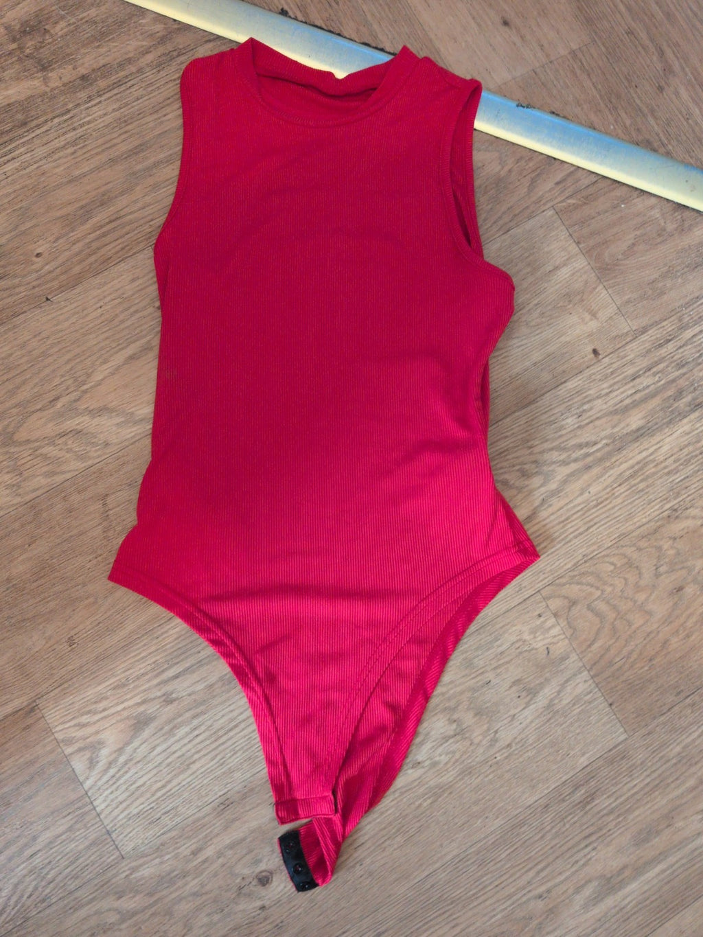 Ladies XS Red Rib Sleeveless Bodysuit
