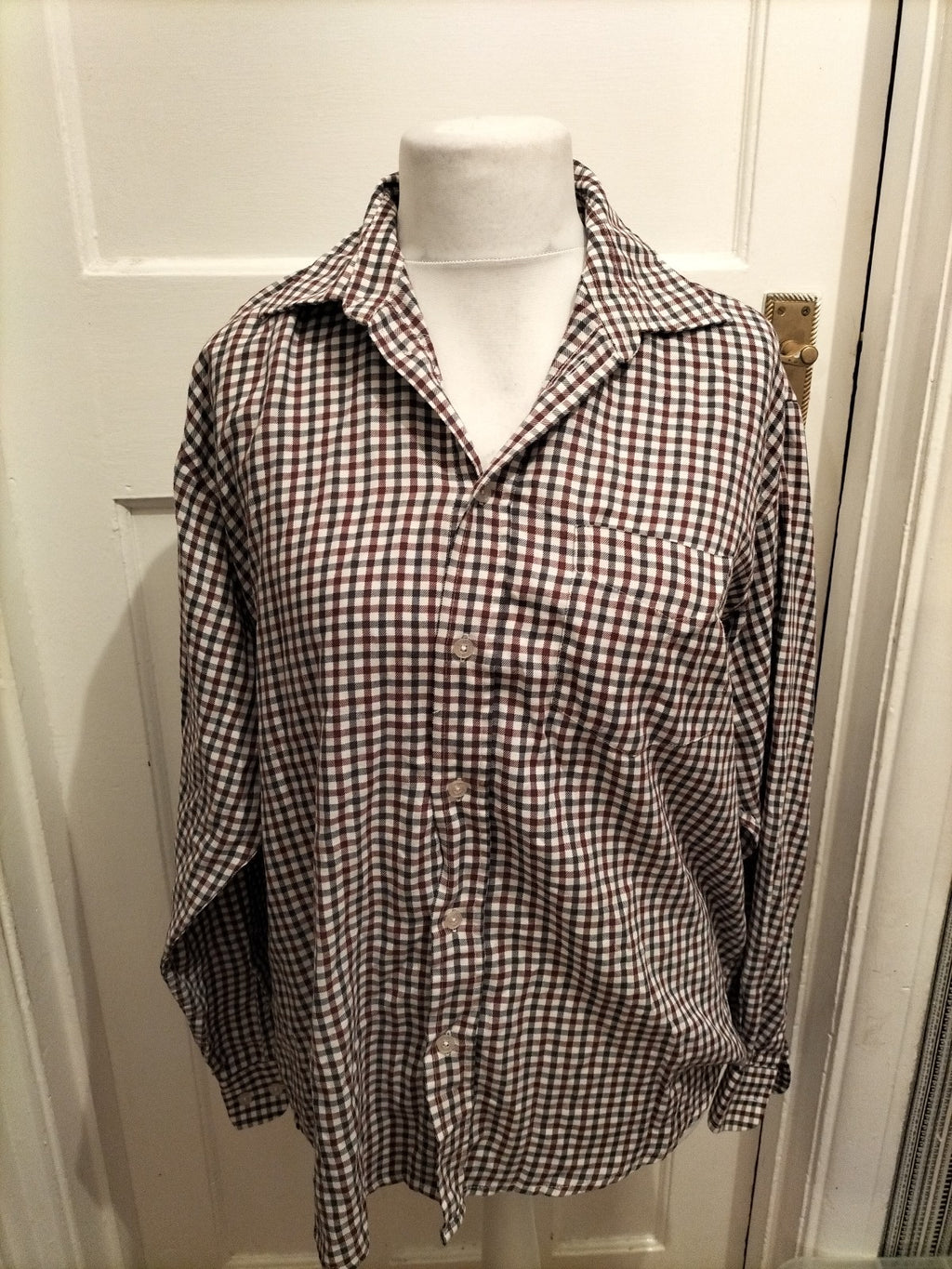 Mens EWM Size Large Purple/navy Check Shirt Long Sleeve