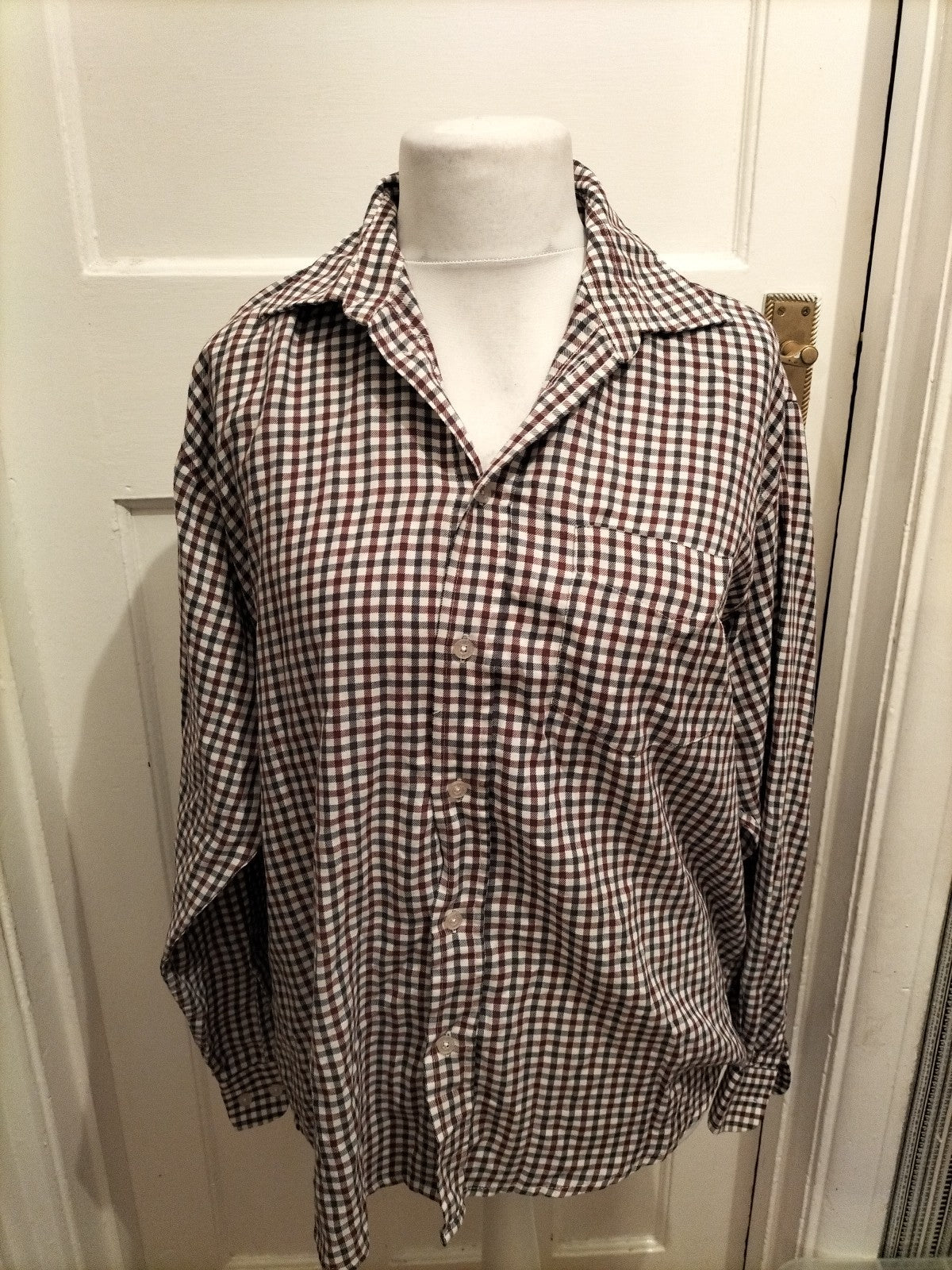 Mens EWM Size Large Purple/navy Check Shirt Long Sleeve